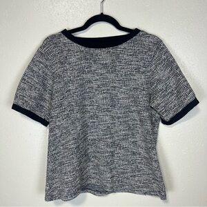 Carolyn Taylor Black White Textured Knit Modern Short Sleeve Blouse Large